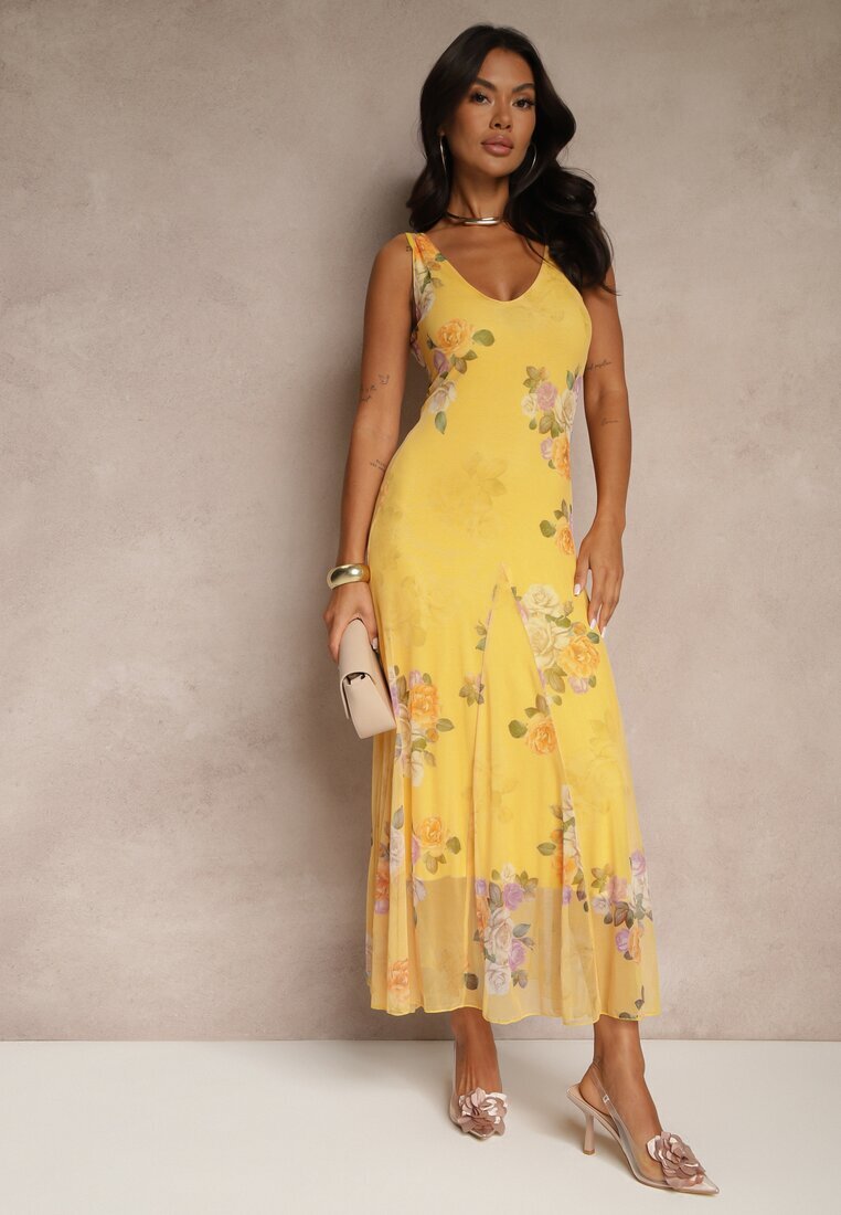 lovery Rochie Galbenă din plasă Florală Milosea