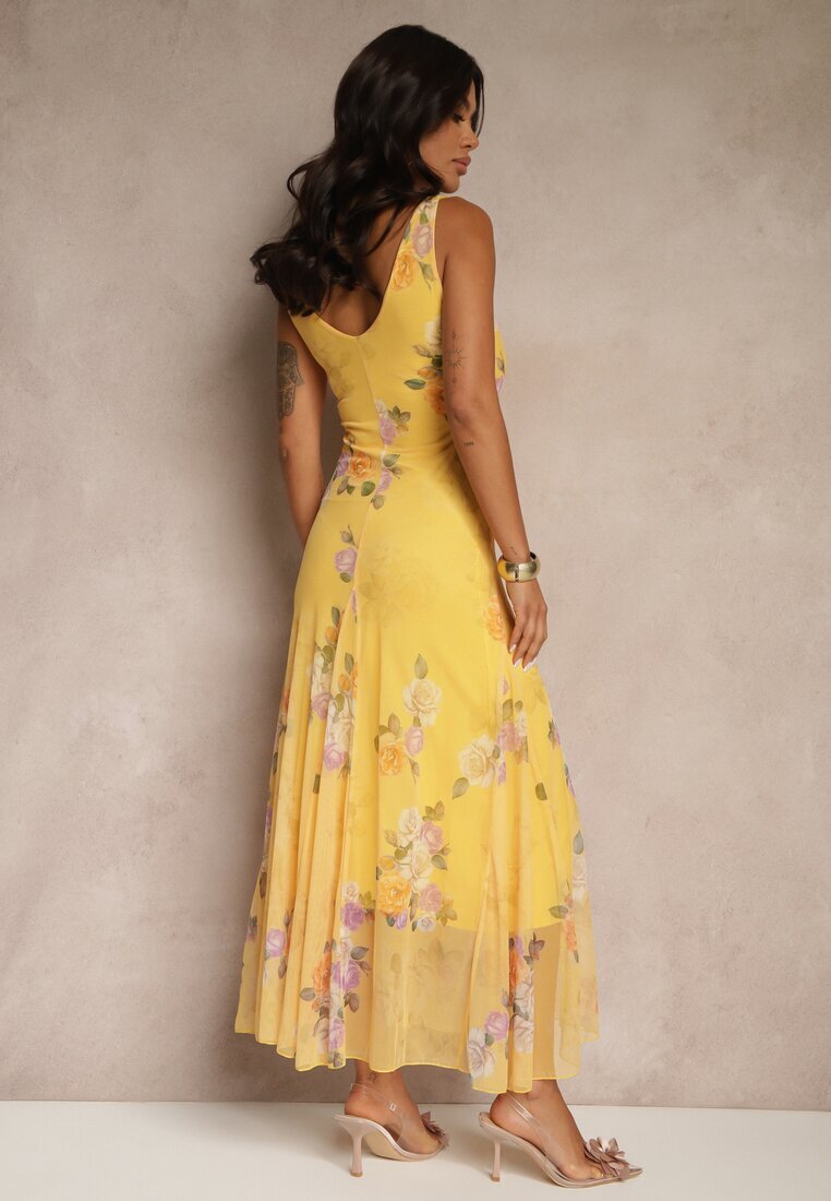 lovery Rochie Galbenă din plasă Florală Milosea