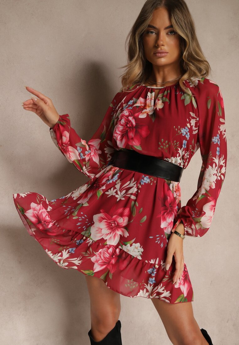 lovery Rochie în cloș Visiniu Decorată cu model floral Zerovia
