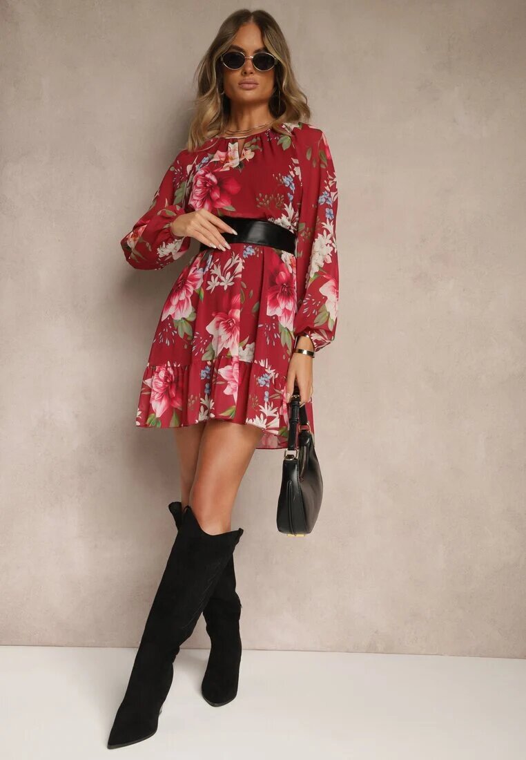 lovery Rochie în cloș Visiniu Decorată cu model floral Zerovia