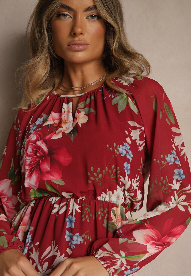 lovery Rochie în cloș Visiniu Decorată cu model floral Zerovia