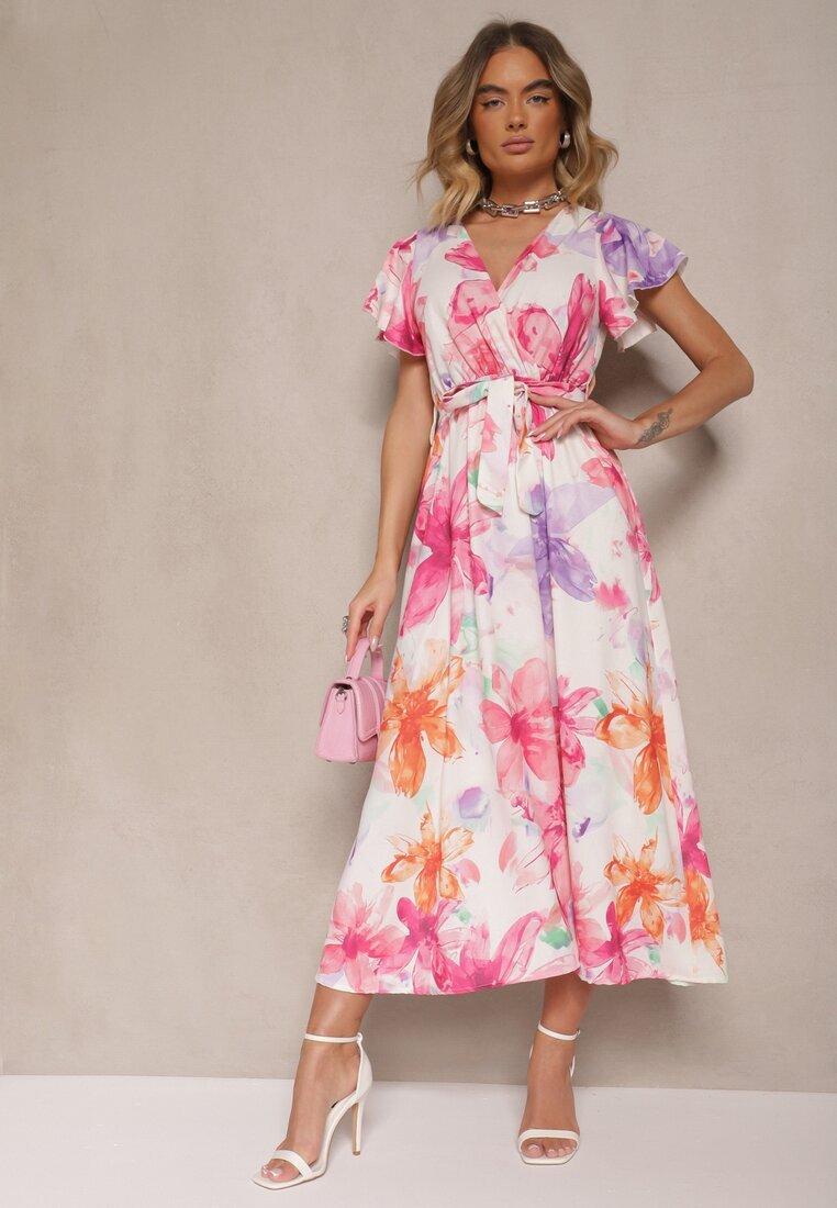 lovery Rochie petrecută Fucsia cu cordon cu imprimeu floral Redellira