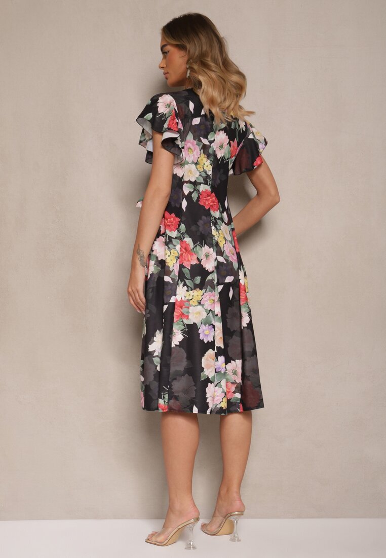 lovery Rochie Plic Neagră Florală Atesalia