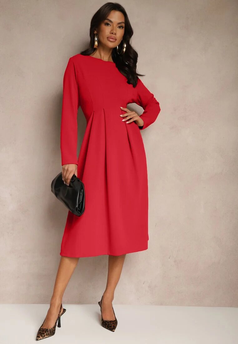 lovery Rochie roșie evazată în stil elegant Temilissa
