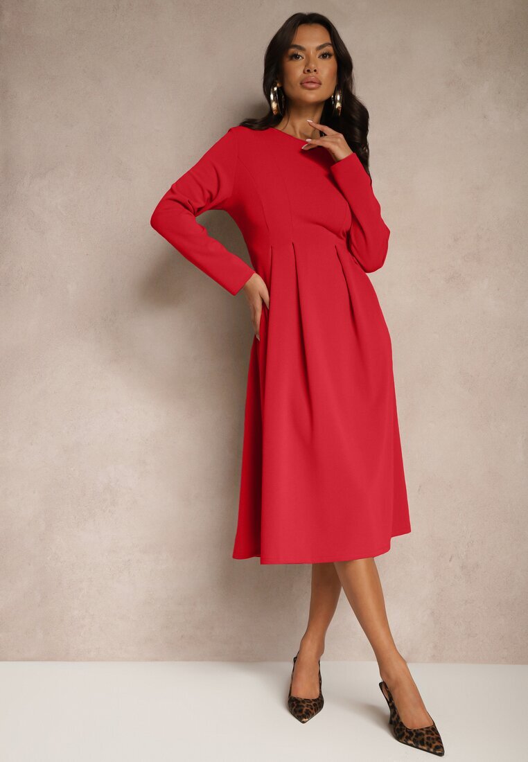 lovery Rochie roșie evazată în stil elegant Temilissa