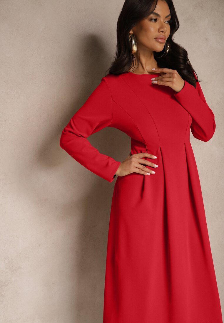 lovery Rochie roșie evazată în stil elegant Temilissa