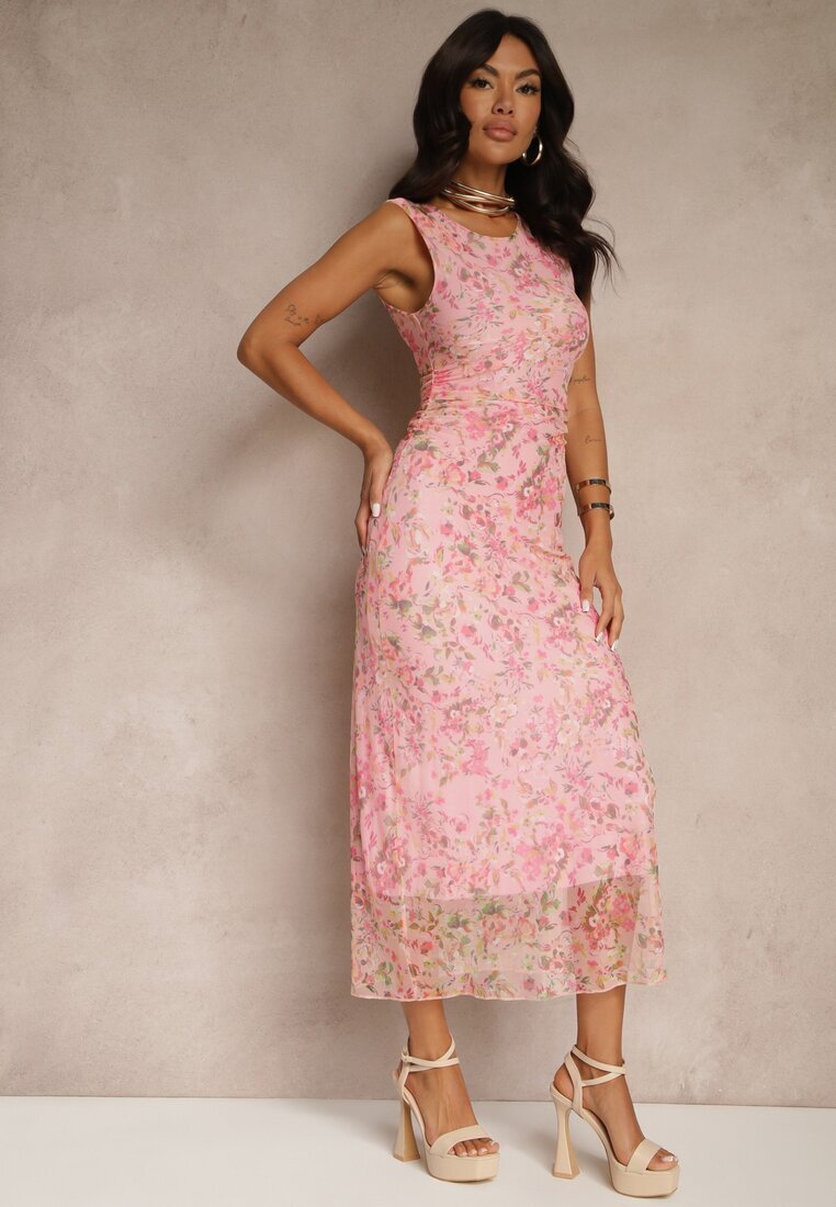lovery Rochie Roz Bodycon cu Imprimeu Floral Melavela