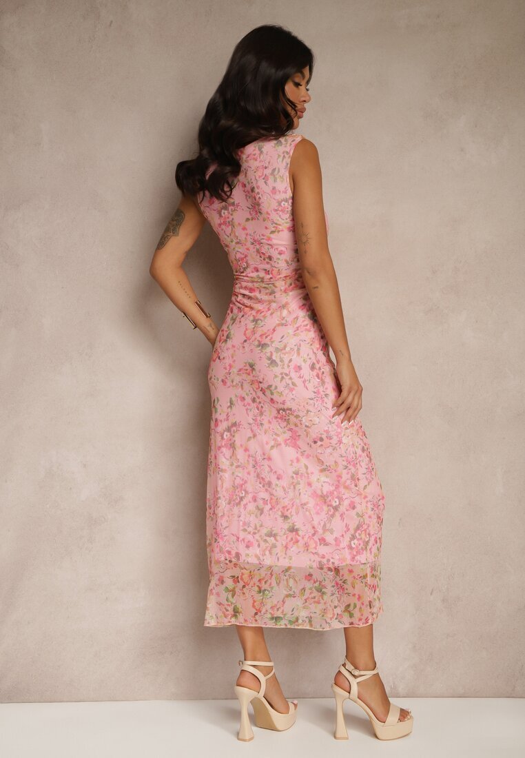 lovery Rochie Roz Bodycon cu Imprimeu Floral Melavela