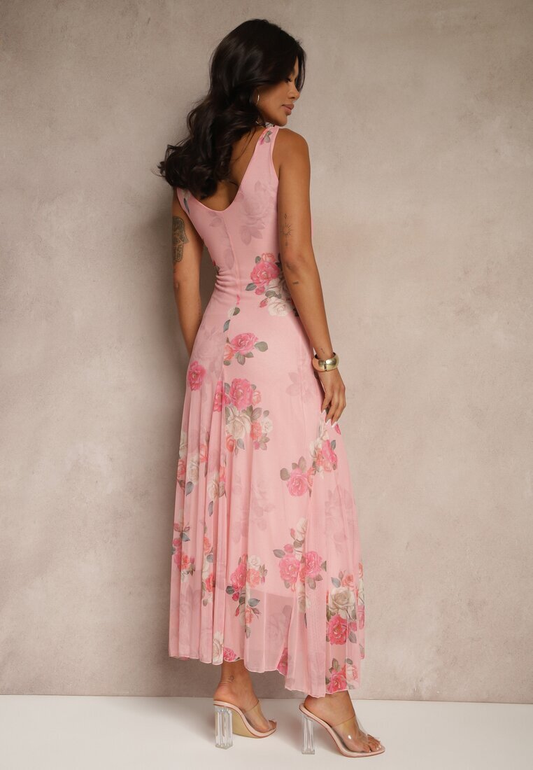 lovery Rochie Roz de Plasă Florală Milosea