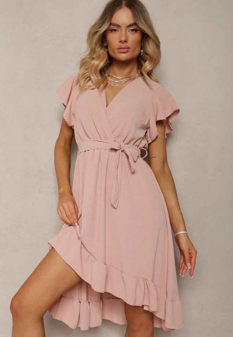 lovery Rochie Roz închis cu Spate Asimetric cu Decolteu Petrecut Decorată cu Curea în Talie Toridia