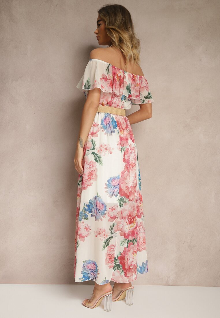 lovery Rochie Roz spaniolă cu imprimeu floral și curea împletită Sadeene