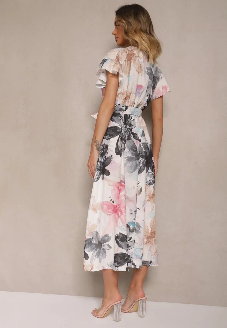 lovery Rochie tip plic cu cordon cu imprimeu floral Alb-Negru Redellira