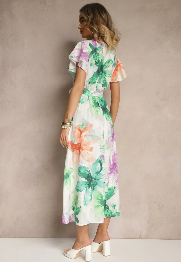 lovery Rochie Verde închis Tip plic cu Cordon cu Imprimeu floral Redellira