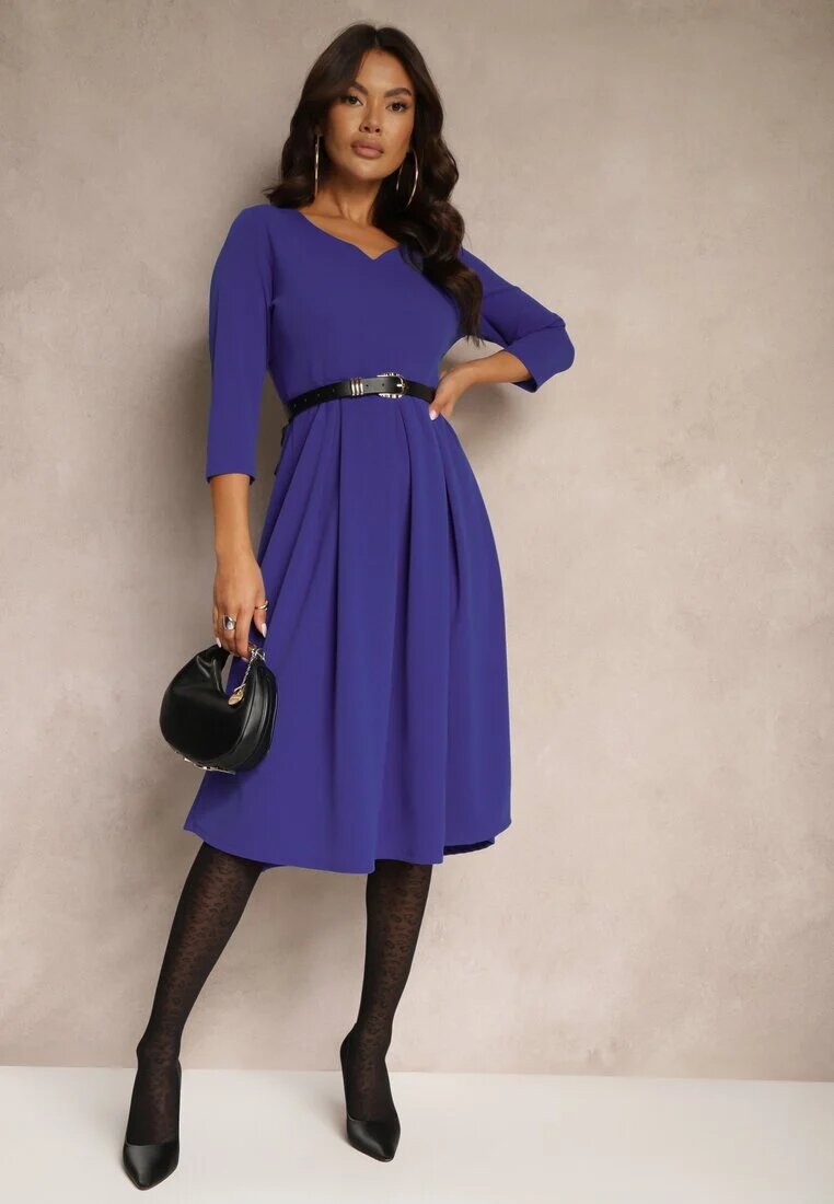 lovery Rochie Violetă cu croială evazată cu mânecă 3/4 Nomini