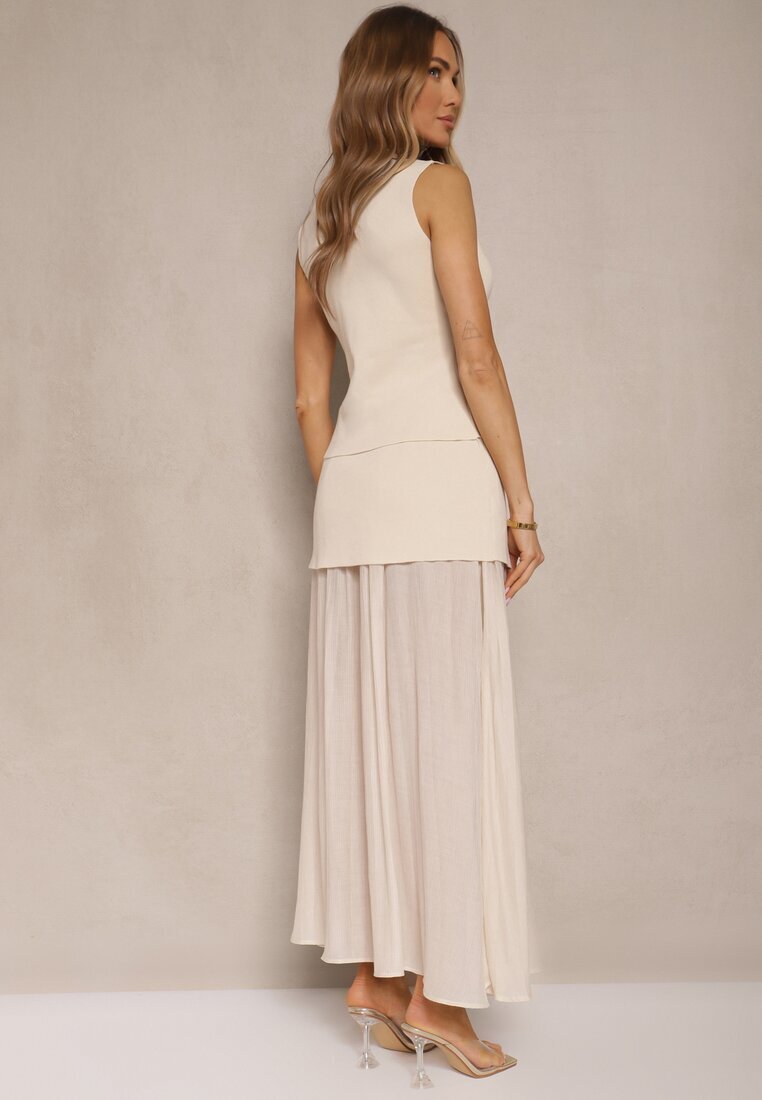 lovery Set Elegant Bej Vestă și Fustă Evazată Werani