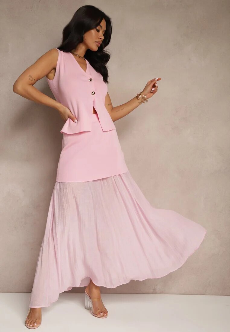 lovery Set Roz Elegant Vestă și Fustă Cloș Werani
