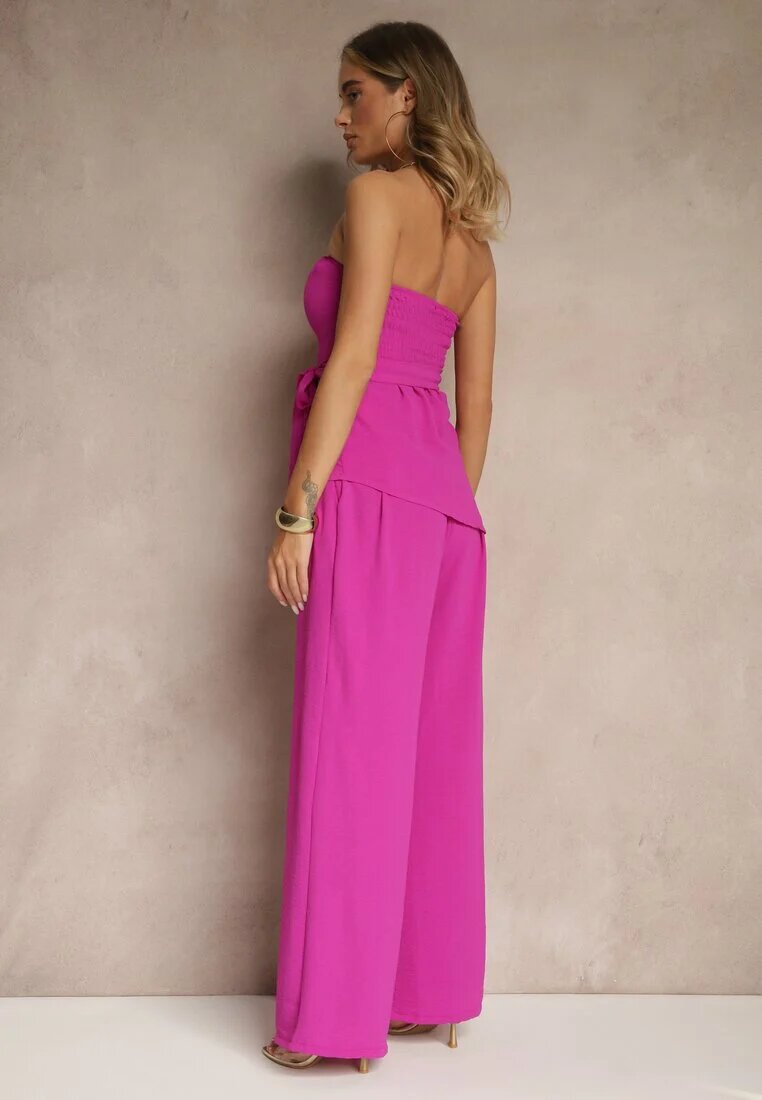 lovery Set Violet Pantaloni largi și Bluză asimetrică Ralinessa