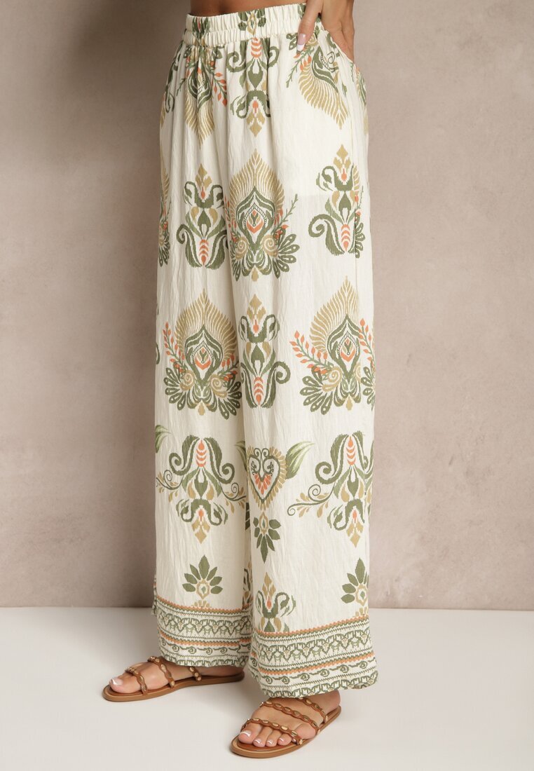 m&d fashion Compleu Verde din Vâscoză cu Pantaloni Largi și Bluză Stil Boho Rinadora