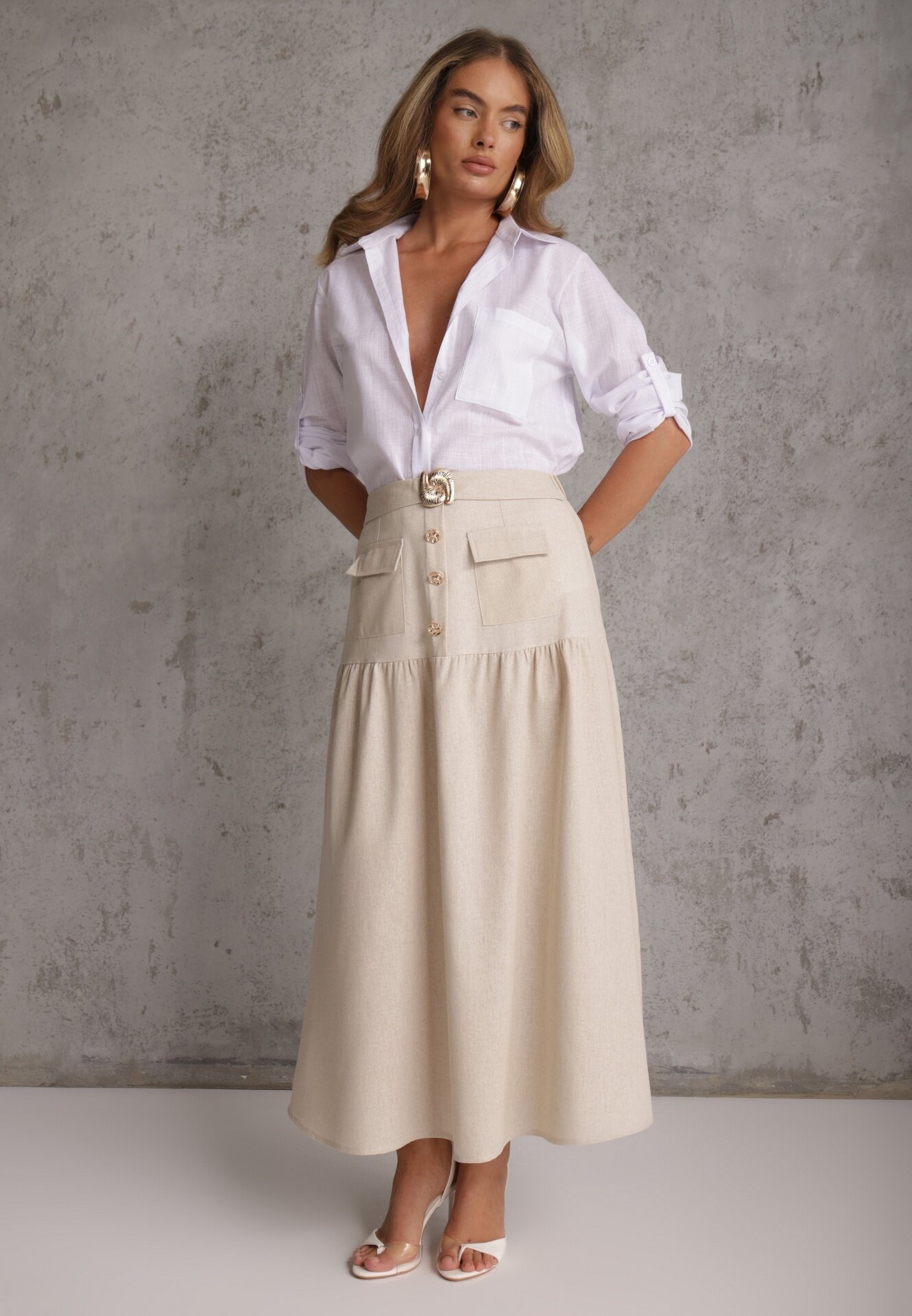 m&d fashion Fustă Phridoe Bej deschis