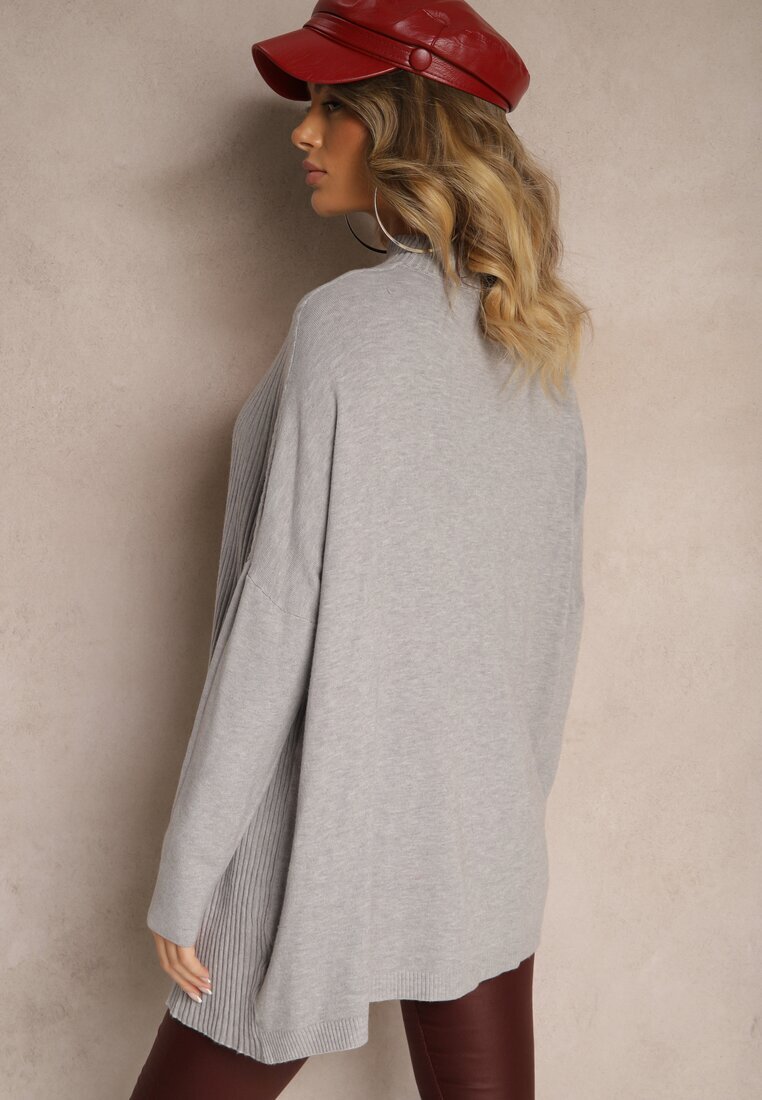 m&d fashion Maletă Gri deschis Asimetrică din Viscoză cu Mâneci tip liliac Realeen