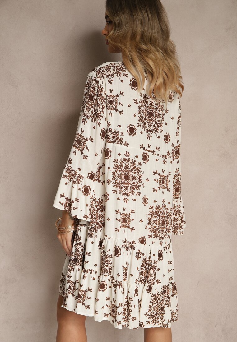 m&d fashion Rochie Maro din Vâscoză Decorată cu Motiv Geometric Filionea
