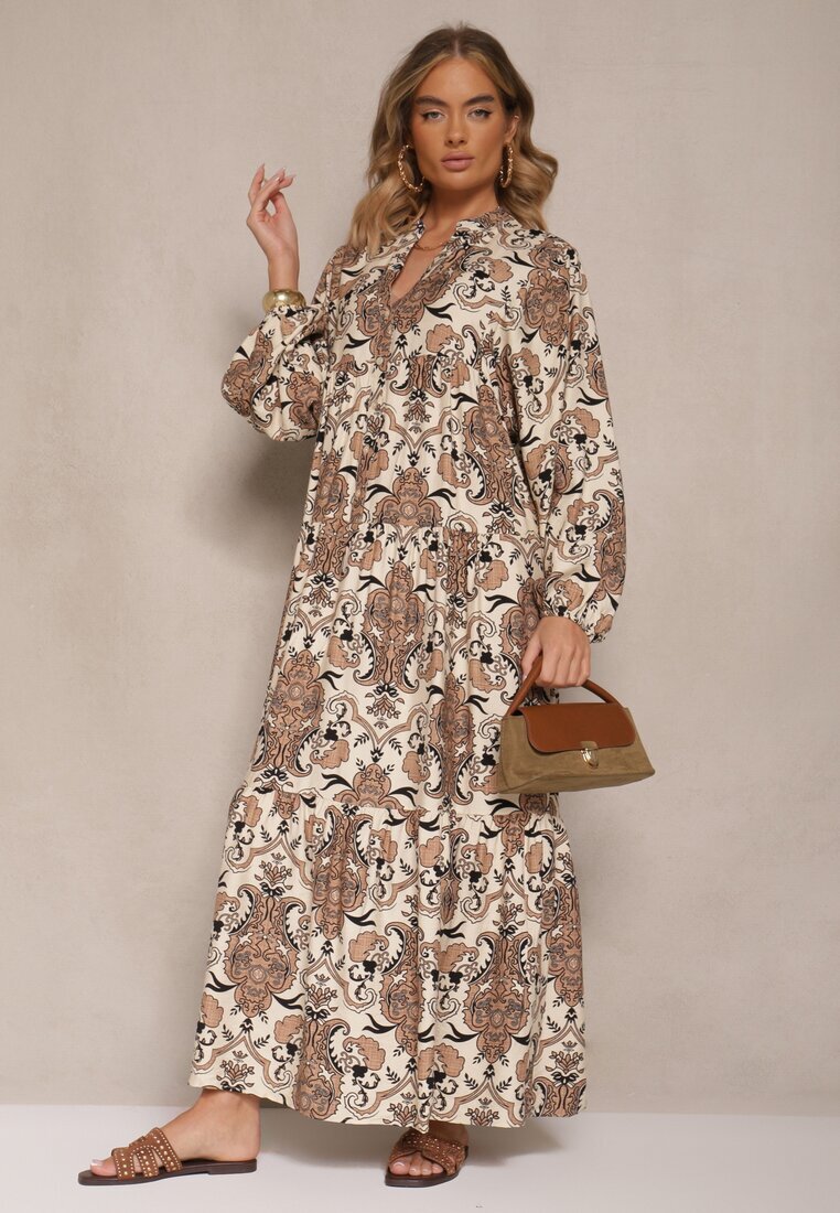 m&d fashion Rochie Maro Evazată din Viscoză cu Decolteu în V Atenavela