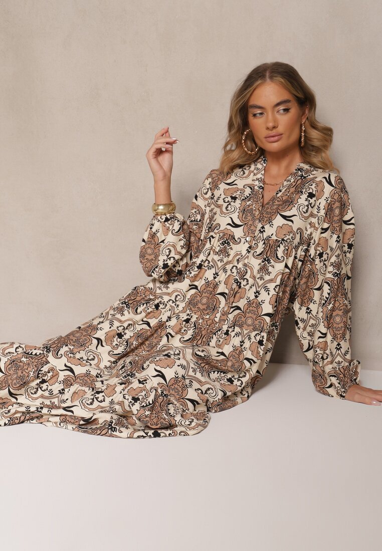 m&d fashion Rochie Maro Evazată din Viscoză cu Decolteu în V Atenavela