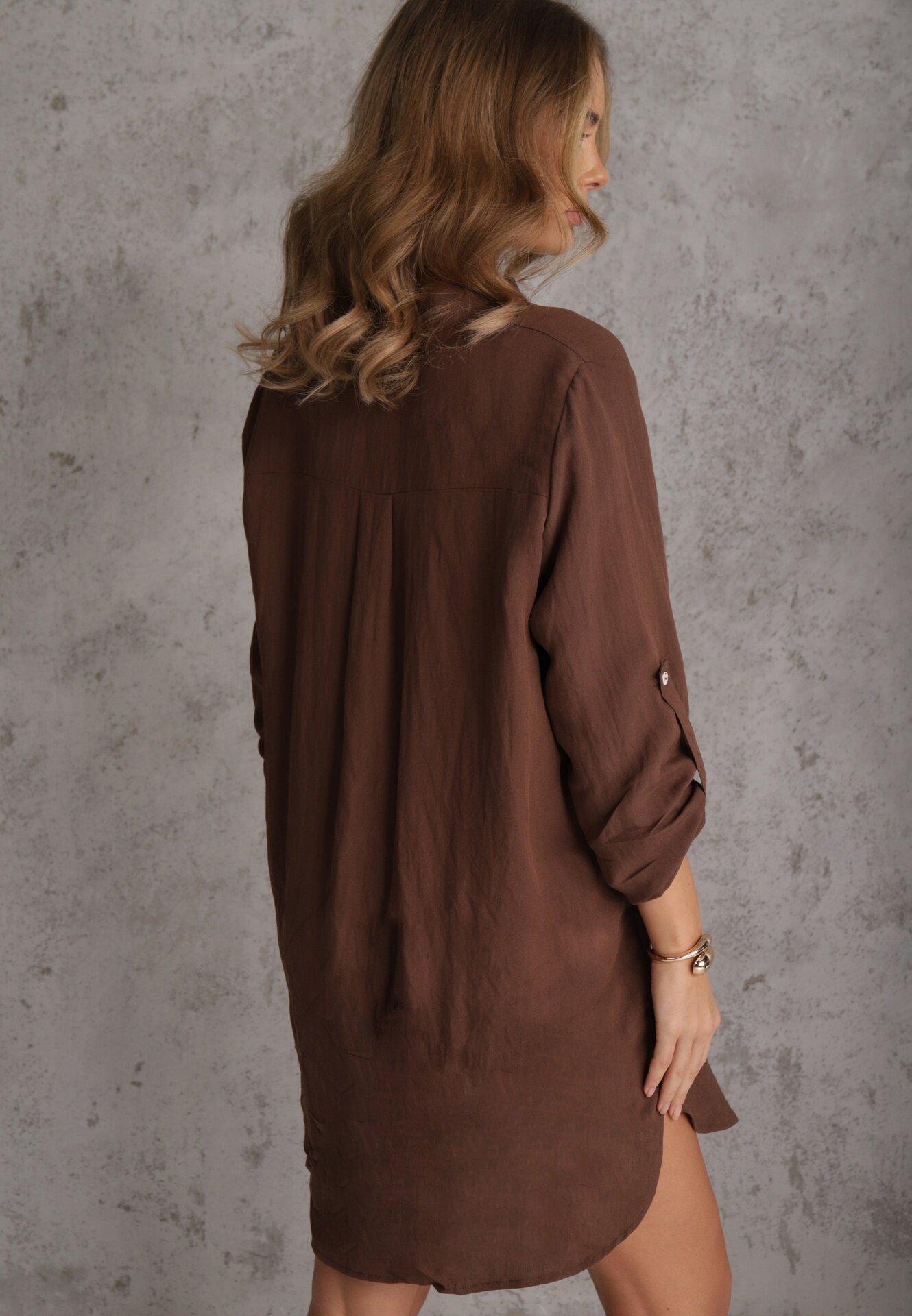 m&d fashion Rochie Maro Tip cutie din Bumbac Oversize cu Decolteu în V Elavellis