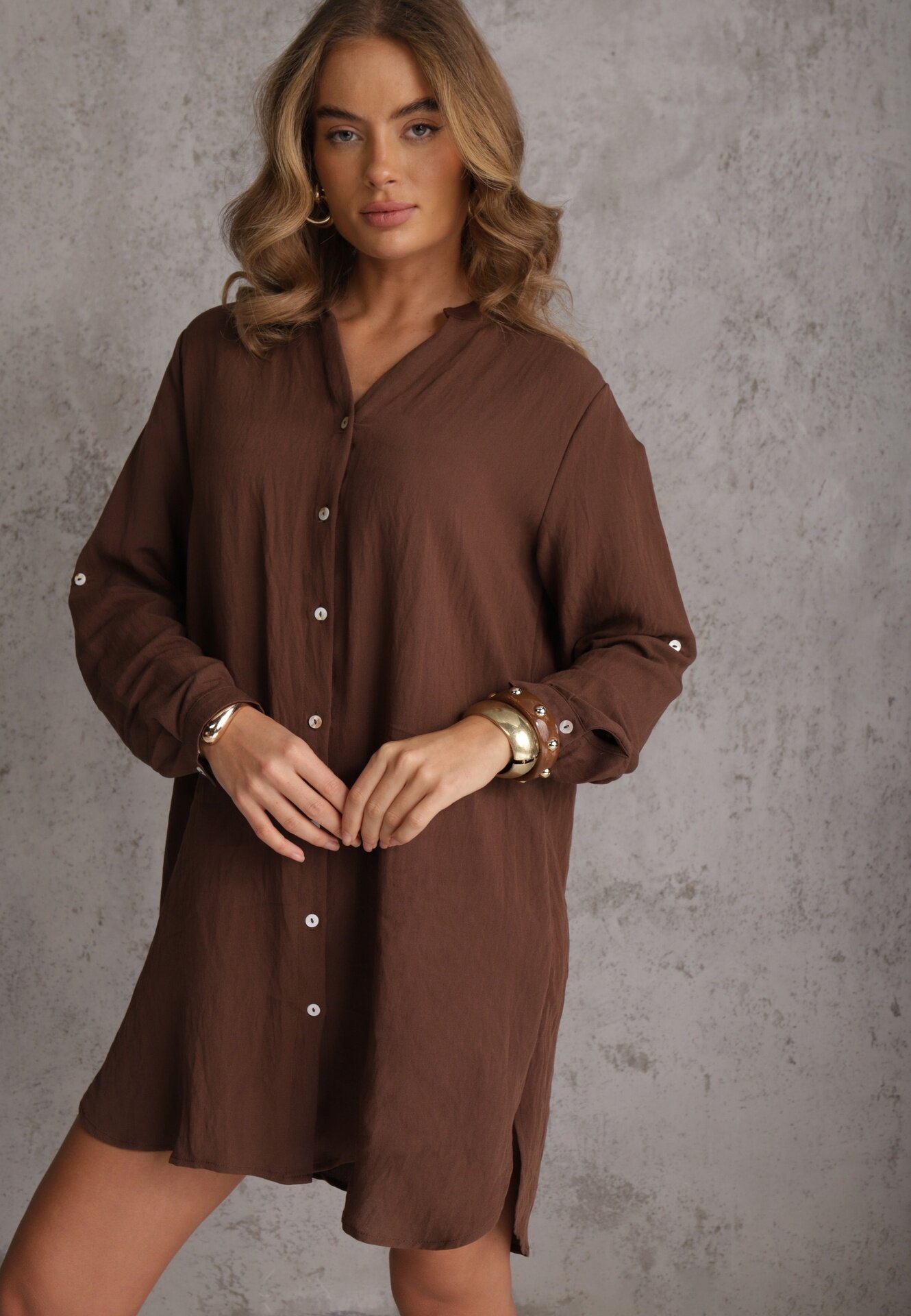 m&d fashion Rochie Maro Tip cutie din Bumbac Oversize cu Decolteu în V Elavellis