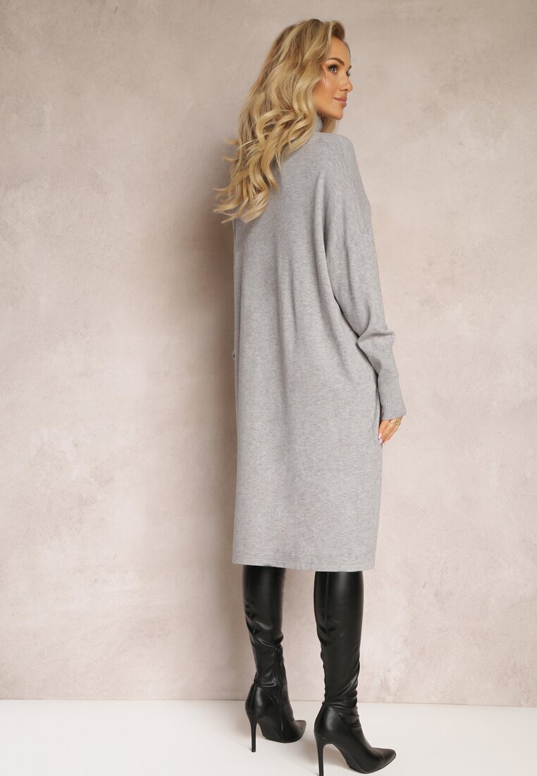 m&d fashion Rochie Pulover Gri cu croială tip cutie Horrene