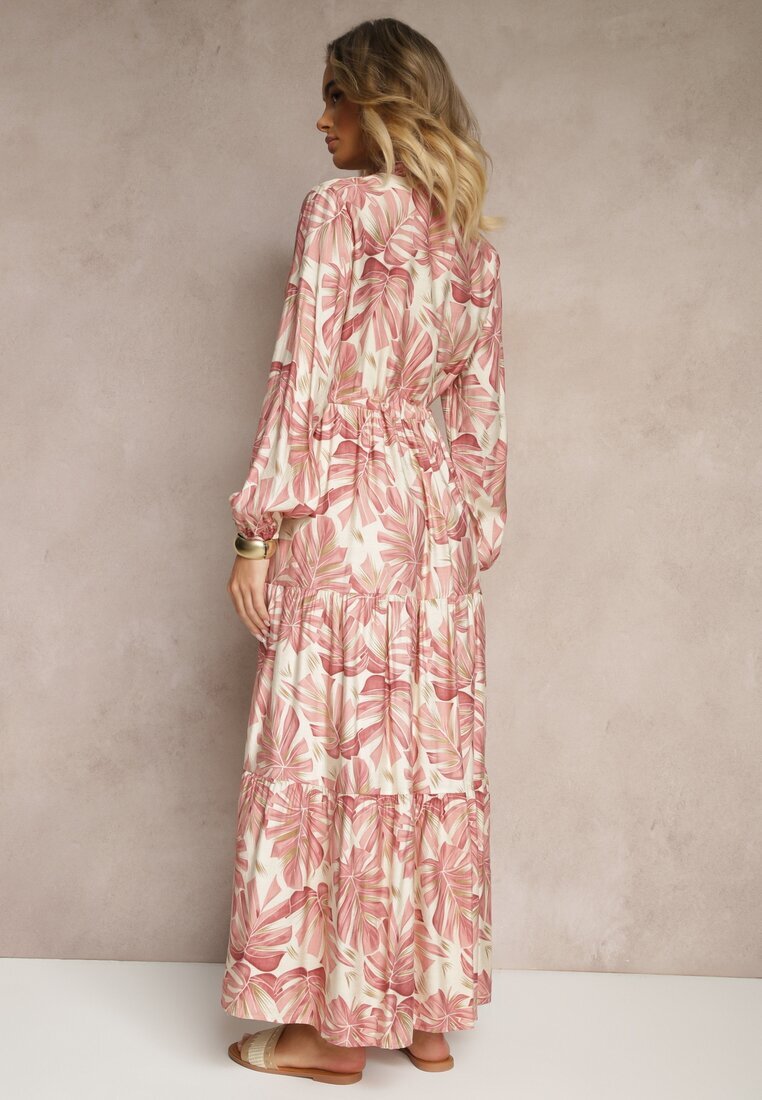 m&d fashion Rochie Roz închis Cloș din Vâscoză cu Imprimeu floral Edirionea