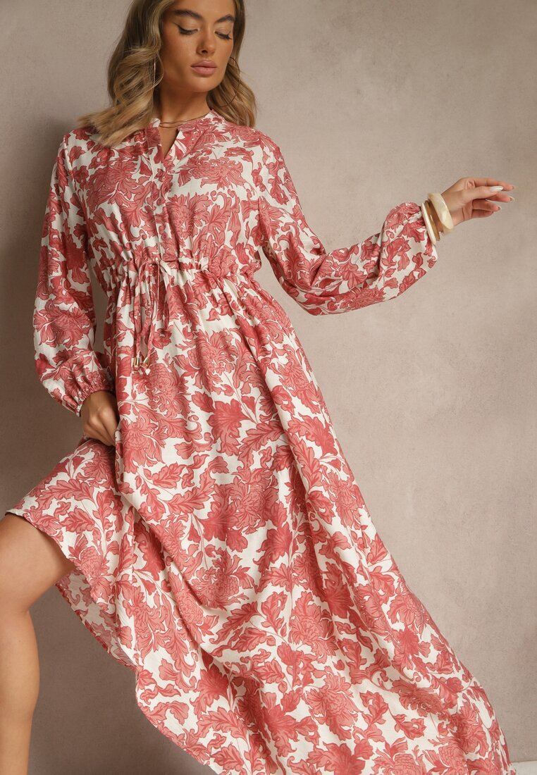 m&d fashion Rochie roză florală cu viscoză cu croi evazat Filennea