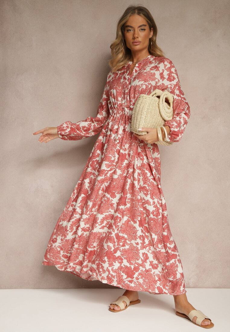 m&d fashion Rochie roză florală cu viscoză cu croi evazat Filennea