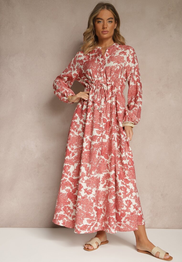 m&d fashion Rochie roză florală cu viscoză cu croi evazat Filennea
