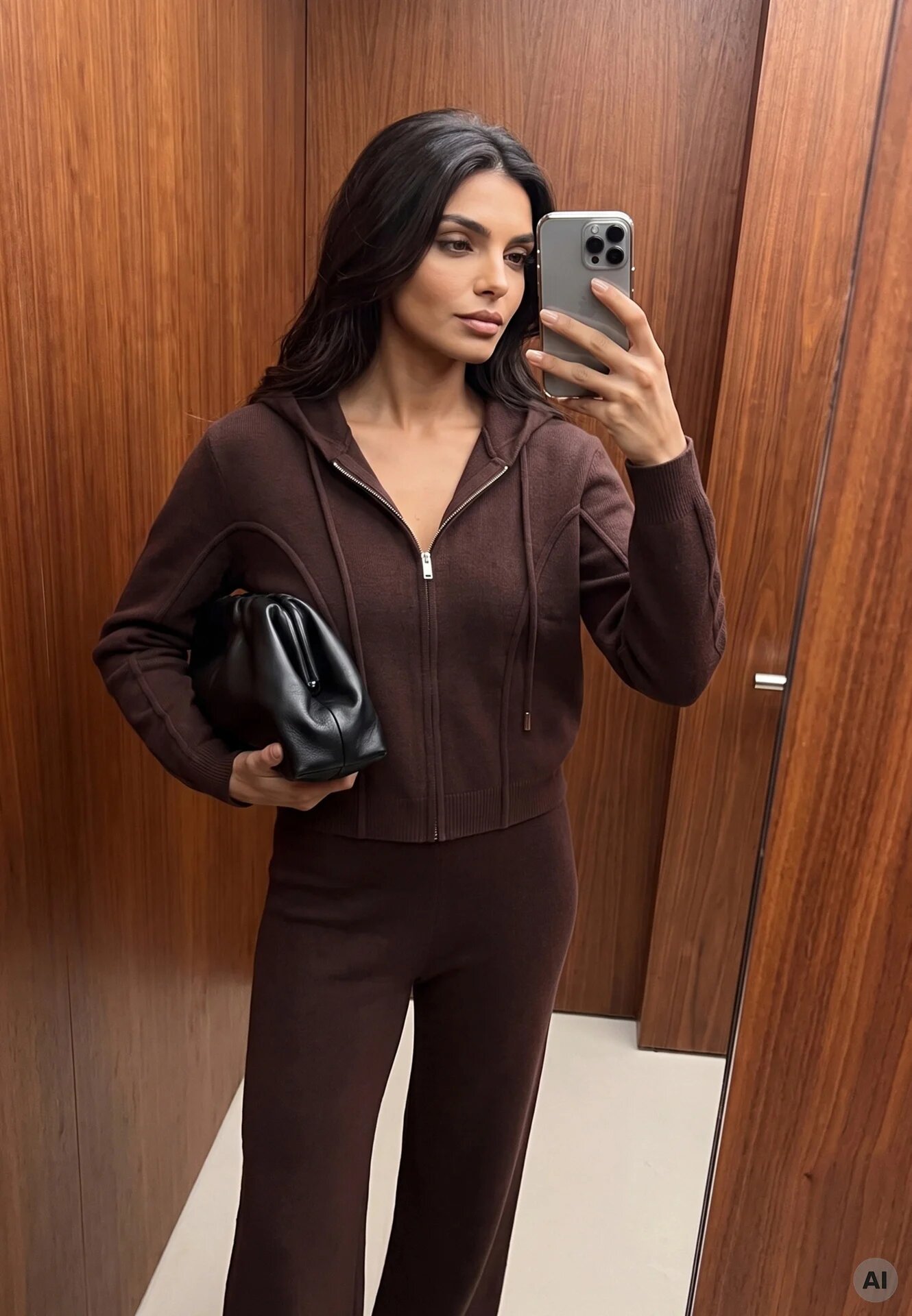 m&d fashion Set de pulover cu vâscoză pantaloni drepți și bluză cu fermoar și glugă Eldirma Maro