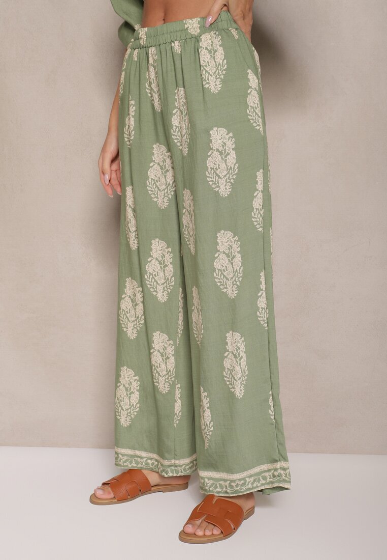 m&d fashion Set Verde Oversize în Stil Rustic Cămașă Lungă și Pantaloni Largi Mepilara
