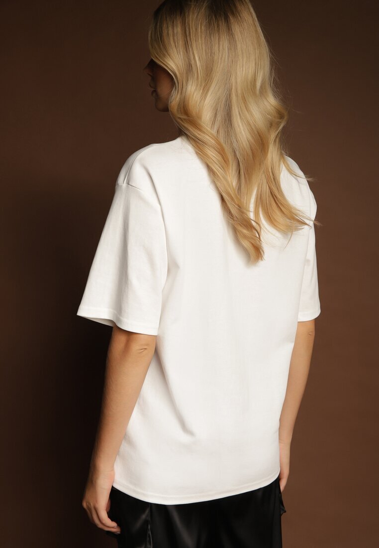 m&d fashion Tricou Basic Alb din Bumbac Meranissea