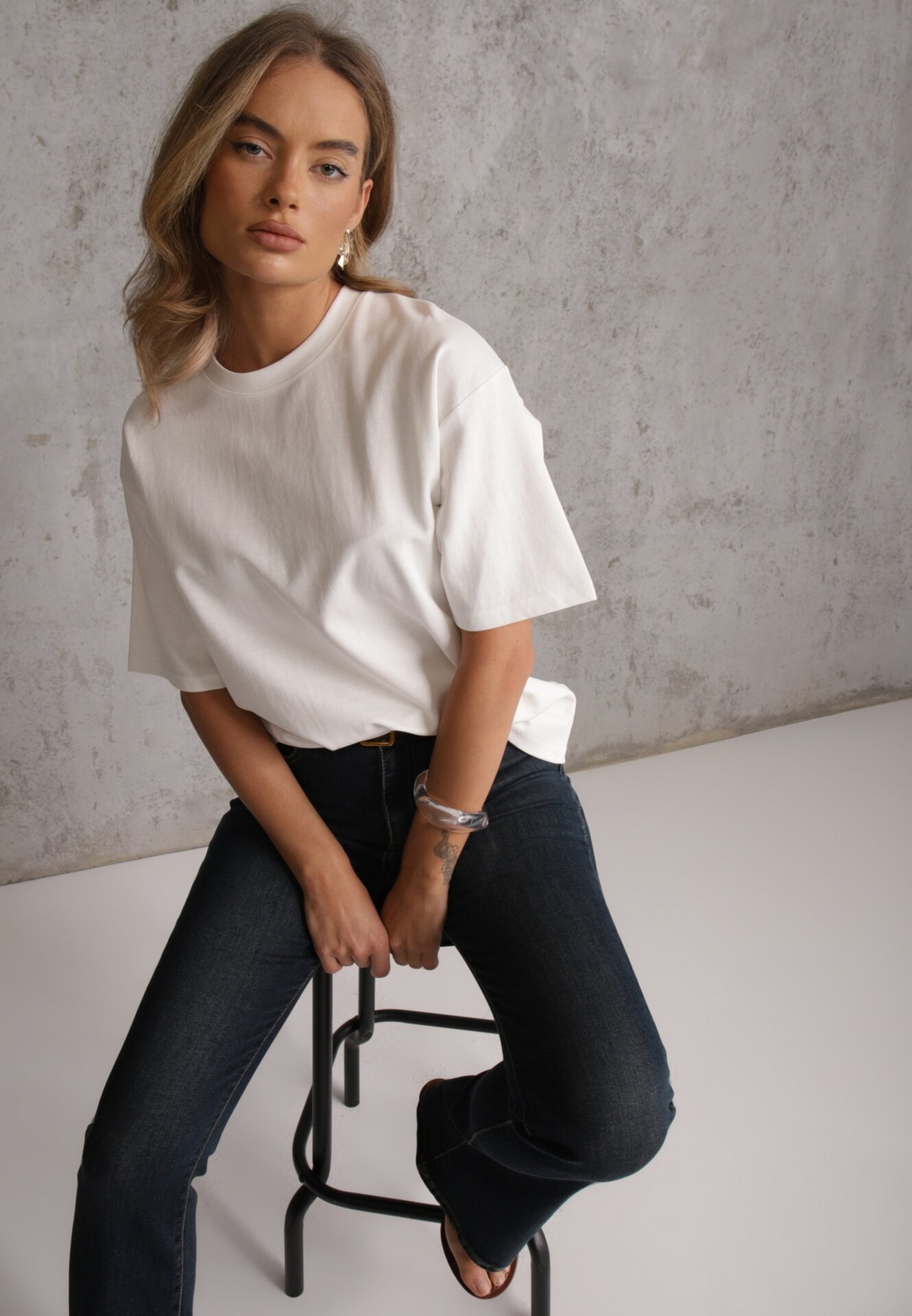 m&d fashion Tricou Basic Alb din Bumbac Meranissea