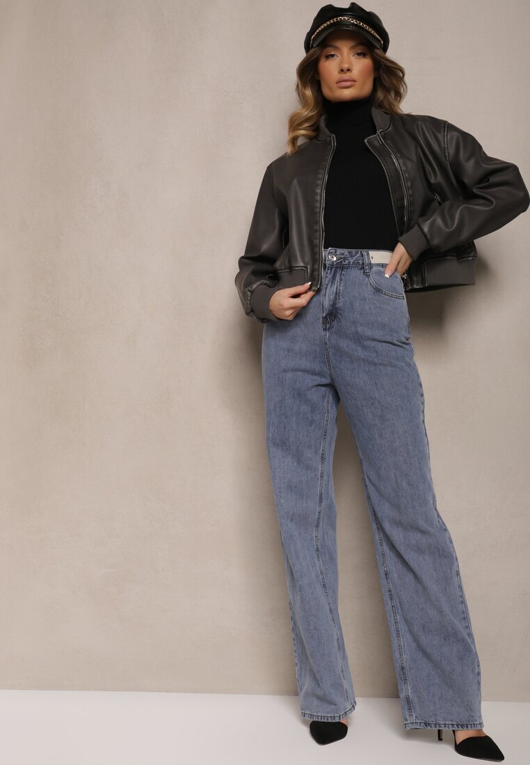 m.sara Blugi Largi Albaștri High Waist Onte