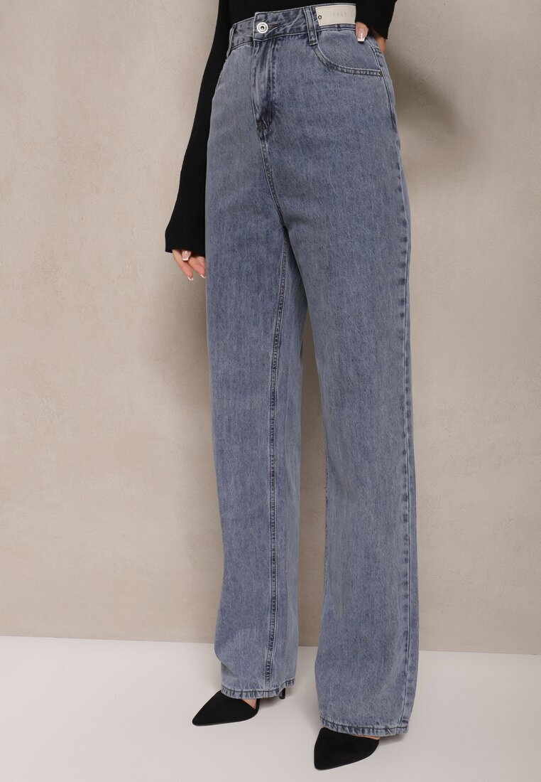 m.sara Blugi Largi Albaștri High Waist Onte