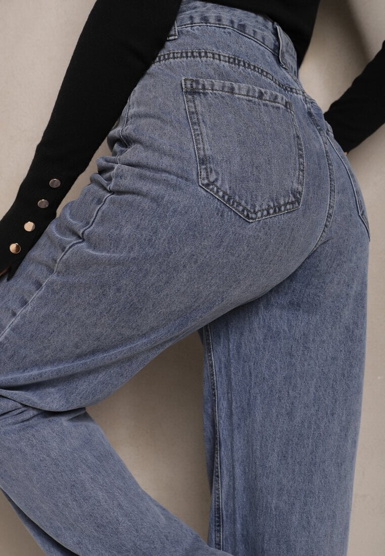 m.sara Blugi Largi Albaștri High Waist Onte
