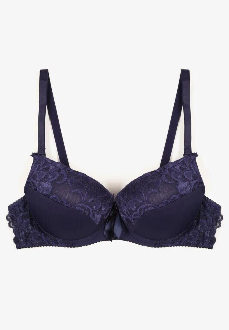 mag - net Sutien Push Up Bleumarin Decorat cu Dantelă Sonevia