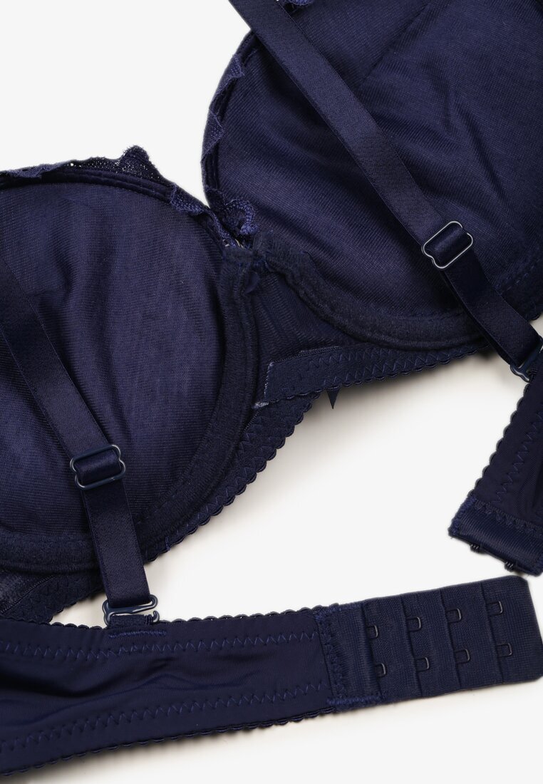 mag - net Sutien Push Up Bleumarin Decorat cu Dantelă Sonevia
