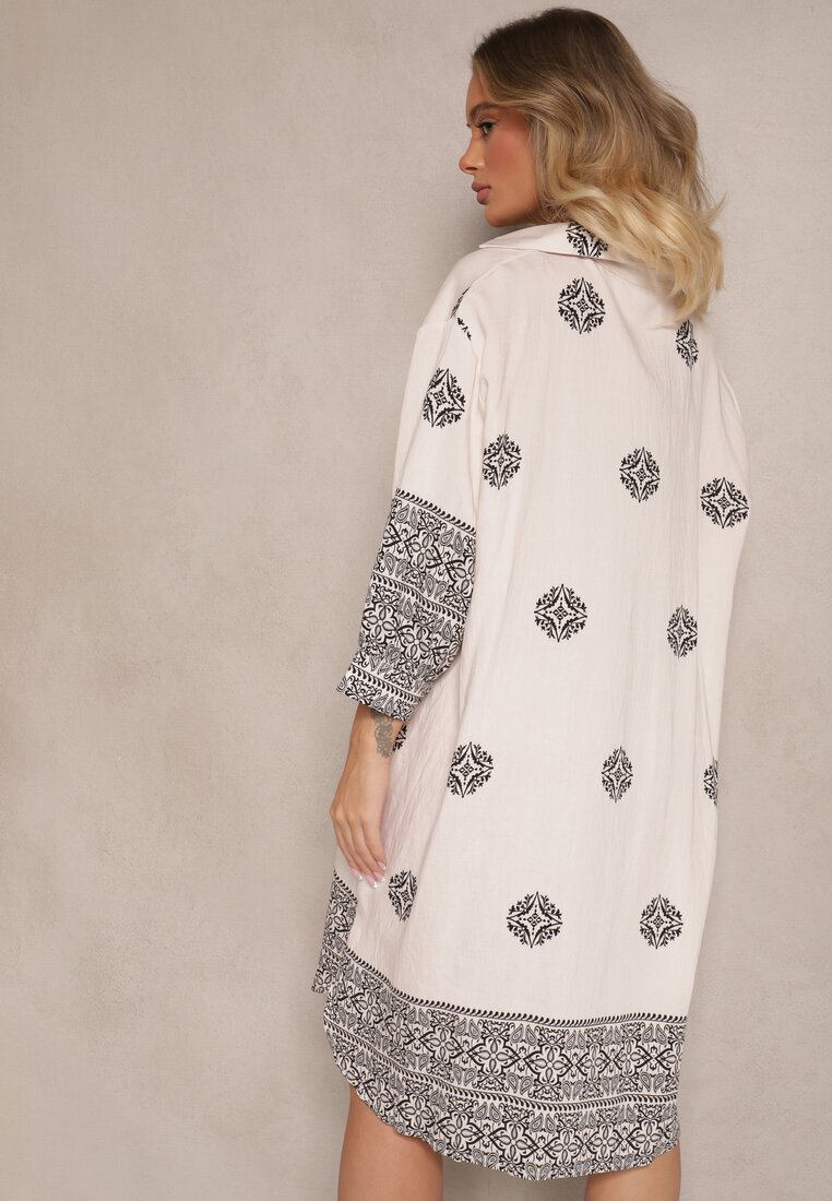 maja studio Rochie Bejă din Viscoză cu Model Abstract Nalalith