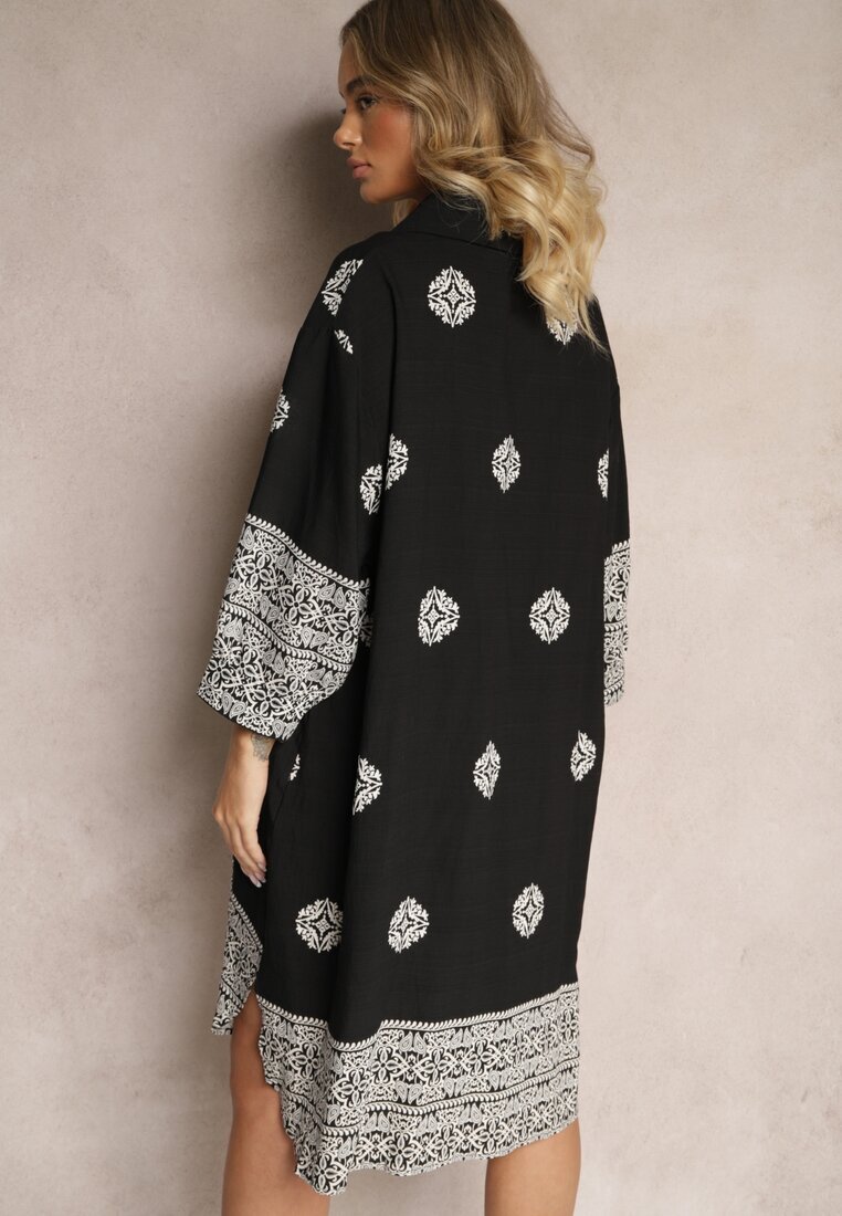 maja studio Rochie neagră din Viscoză cu Model Abstract Nalalith