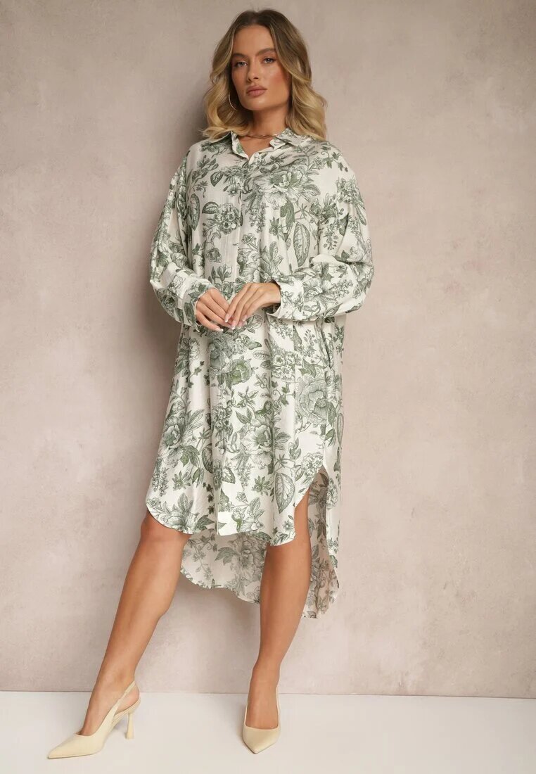 maja studio Rochie Verde Florală Tip cămașă din Viscoză Lisvesia