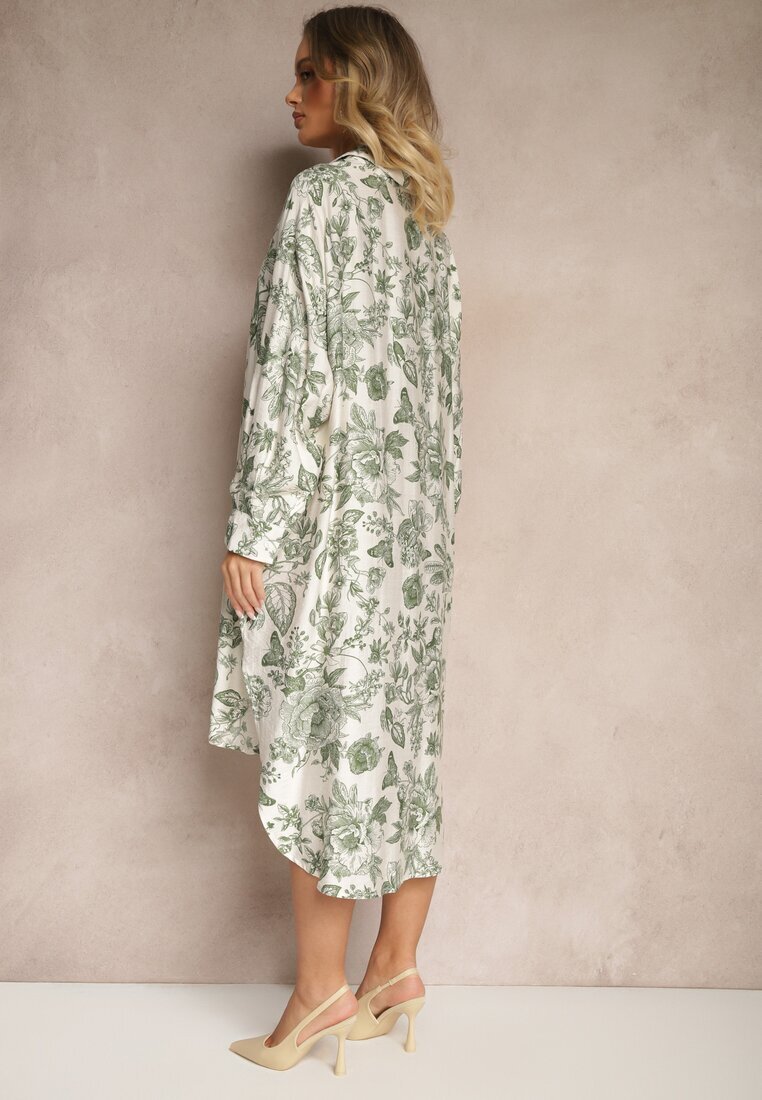 maja studio Rochie Verde Florală Tip cămașă din Viscoză Lisvesia