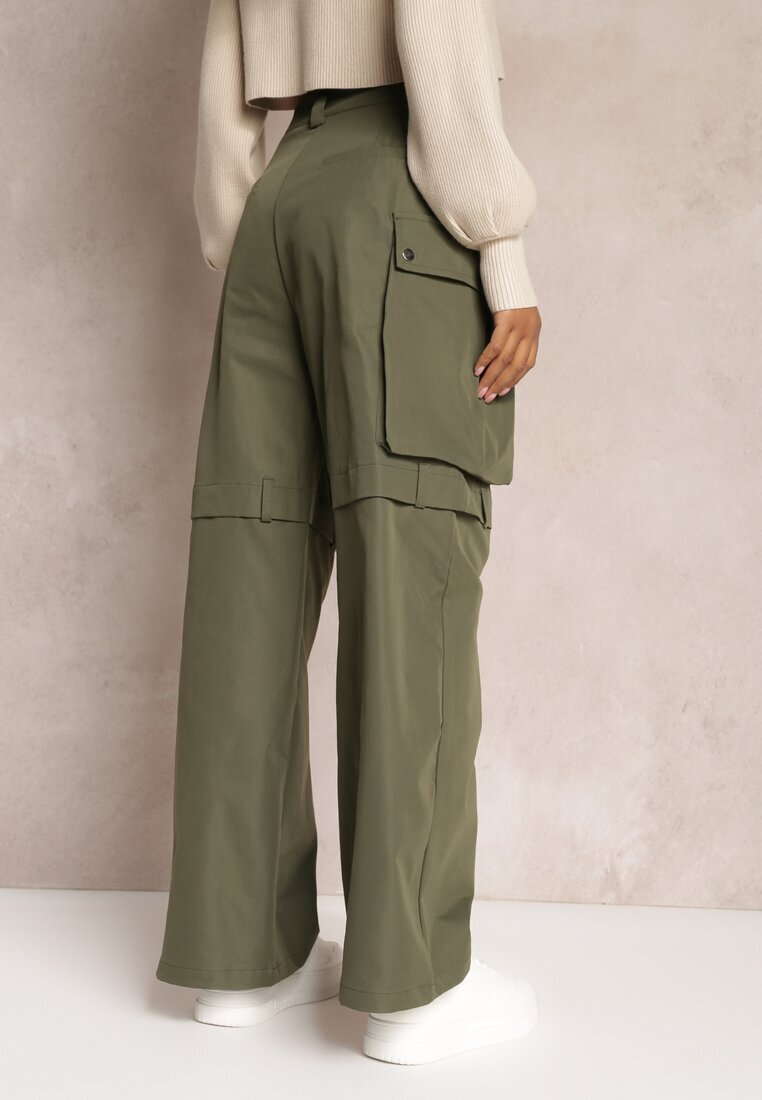 manosque Pantaloni Verzi Ampli High Waist în Stil Cargo Vomisal
