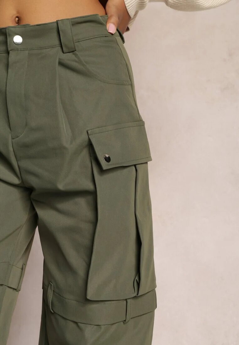 manosque Pantaloni Verzi Ampli High Waist în Stil Cargo Vomisal