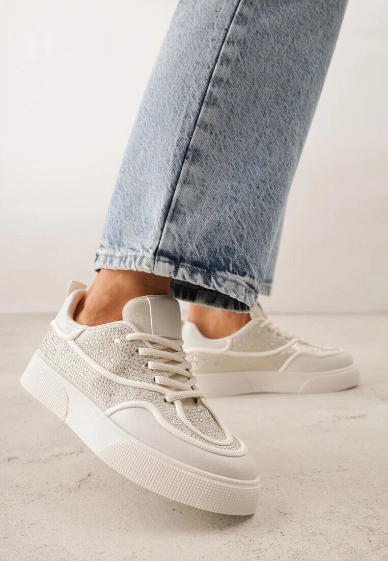 marquiiz Adidași bej pe platformă decorate cu zirconii Kyllyss